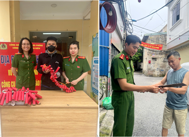 Công an phường An Biên: Vận động Nhân dân giao nộp 5 kg pháo, 21 viên đạn, 2 dao kiếm các loại